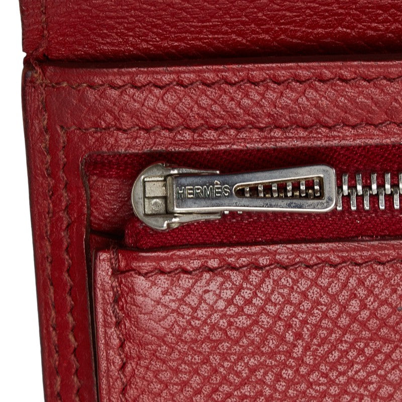 Hermes Bearn Souffle Leather Long Wallet in Good Condition