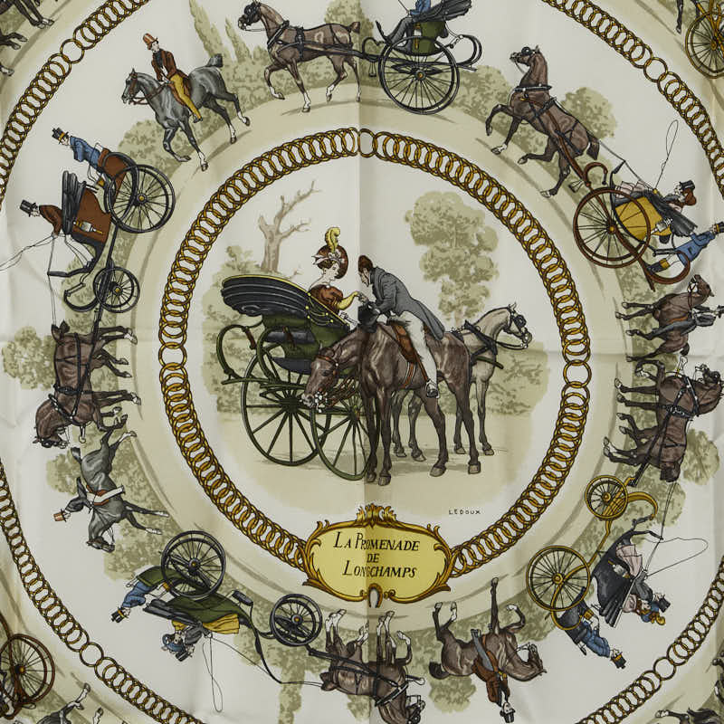 Hermes Silk Scarf LA PROMENADE DE LONGCHAMPS