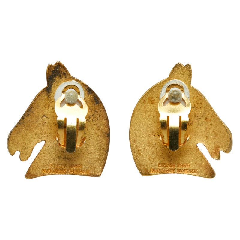 Hermes Horse Head Earrings Metal Earrings in Good condition