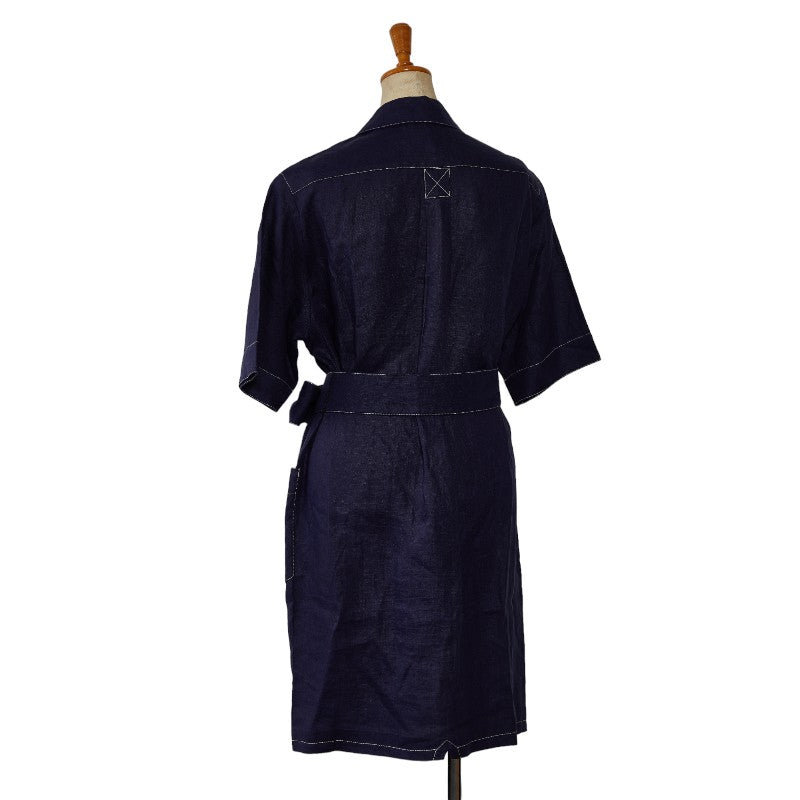 Hermes Navy Shirt Dress Short Sleeve