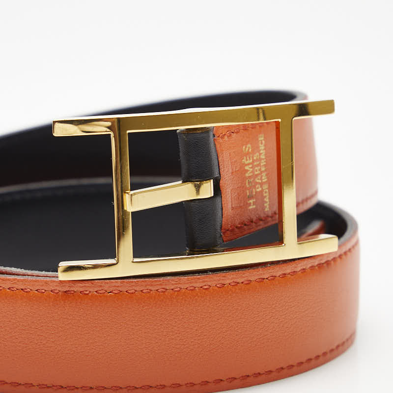 Hermes Reversible Leather Belt Orange Brown in Great Condition