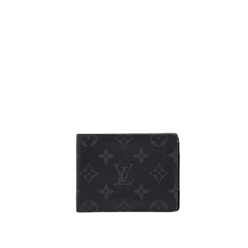 Louis Vuitton Monogram Eclipse Bifold Wallet M61695 Black PVC in Very Good Condition