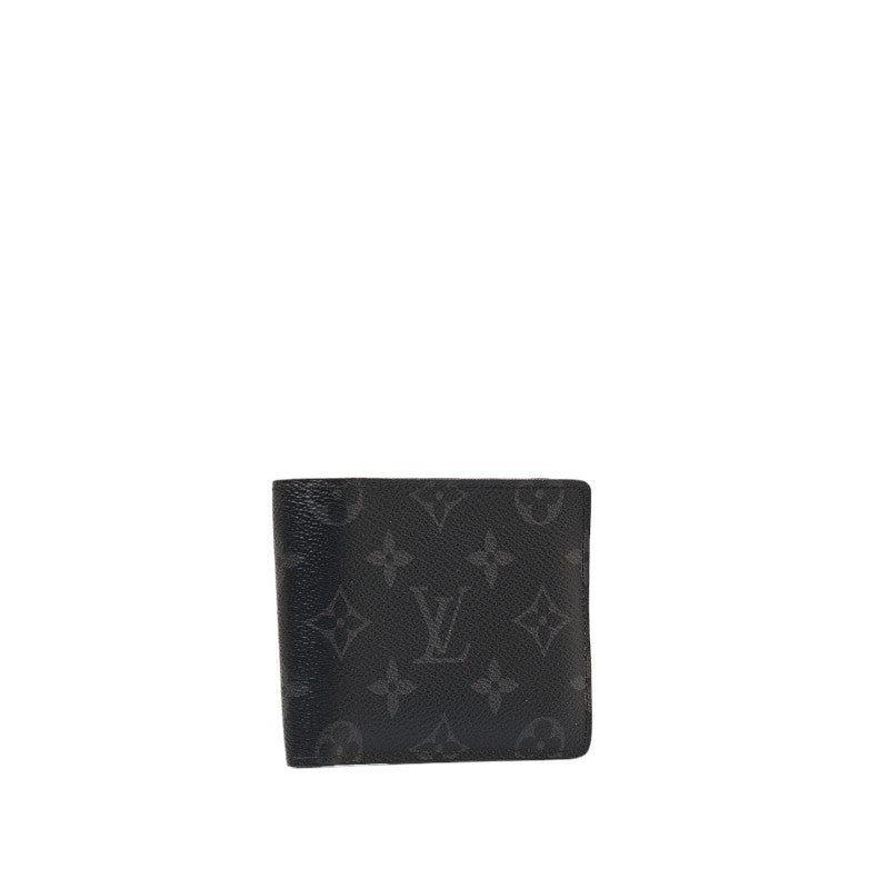 Louis Vuitton Monogram Eclipse Bifold Wallet M61695 Black PVC in Very Good Condition