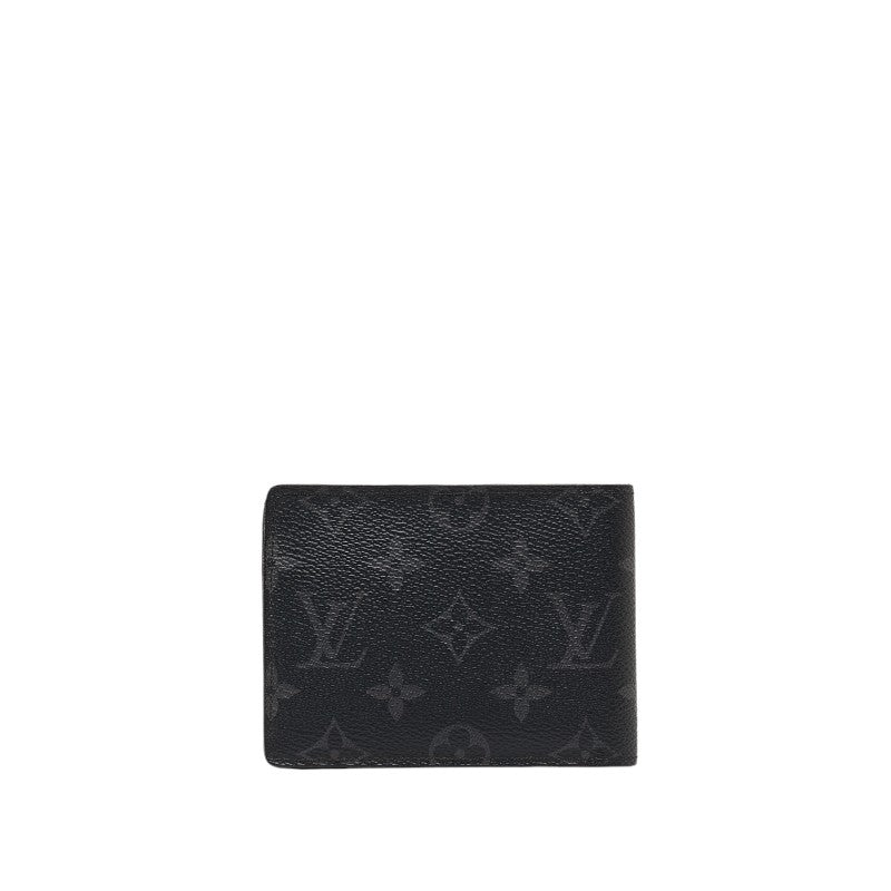 Louis Vuitton Monogram Eclipse Bifold Wallet M61695 Black PVC in Very Good Condition