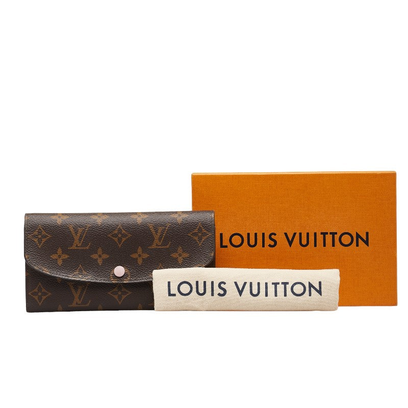 Louis Vuitton Monogram Portefeuille Emilie Long Wallet M61289 Brown Rose Ballerine Pink PVC Leather