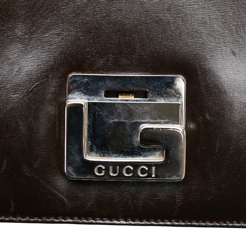 Gucci Leather G Lock Single Shoulder Bag Brown in Very Good Condition