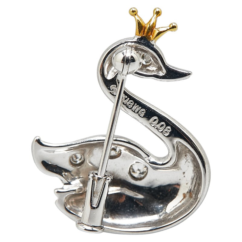 Tasaki K18 White Gold Yellow Gold Diamond Swan Brooch