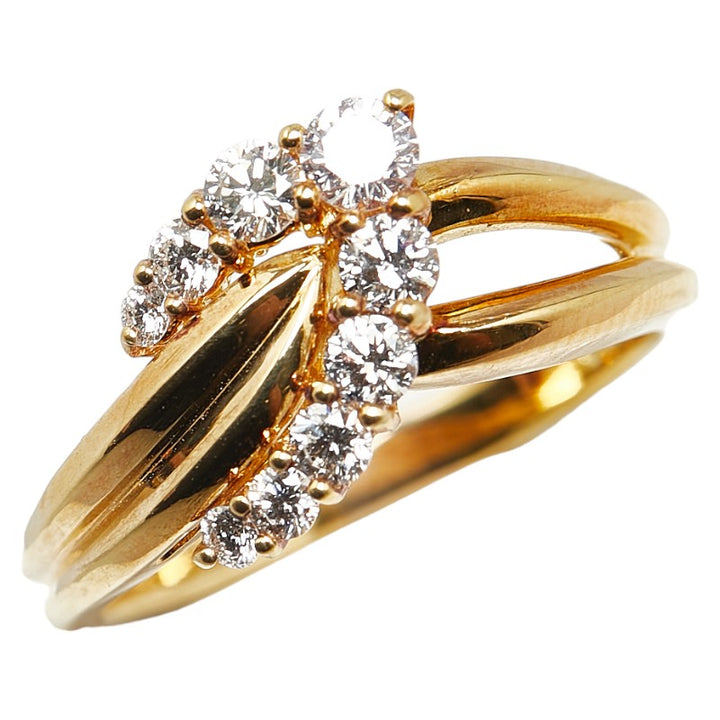 K18YG Yellow Gold Rhinestone Ring #50