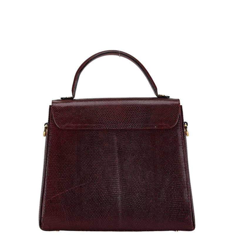 Salvatore Ferragamo Gancini Lizard 2WAY Handbag Bordeaux