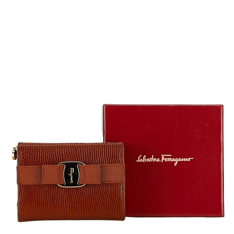 Salvatore Ferragamo Leather Vara Ribbon Embossed Pouch