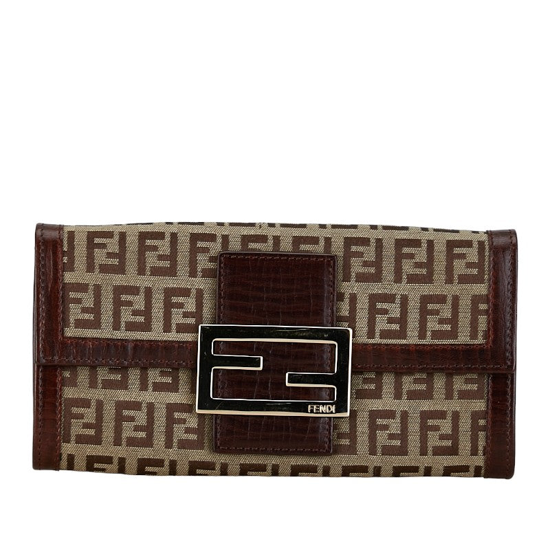 Fendi Zucca Canvas Long Wallet 8M0021 Brown in Very Good Condition