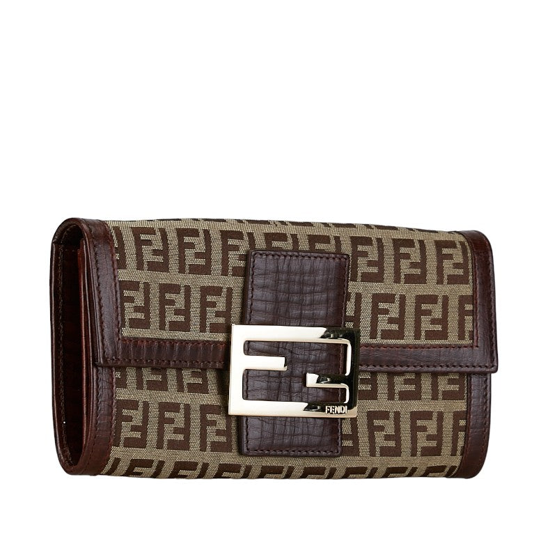 Fendi Zucca Canvas Long Wallet 8M0021 Brown in Very Good Condition