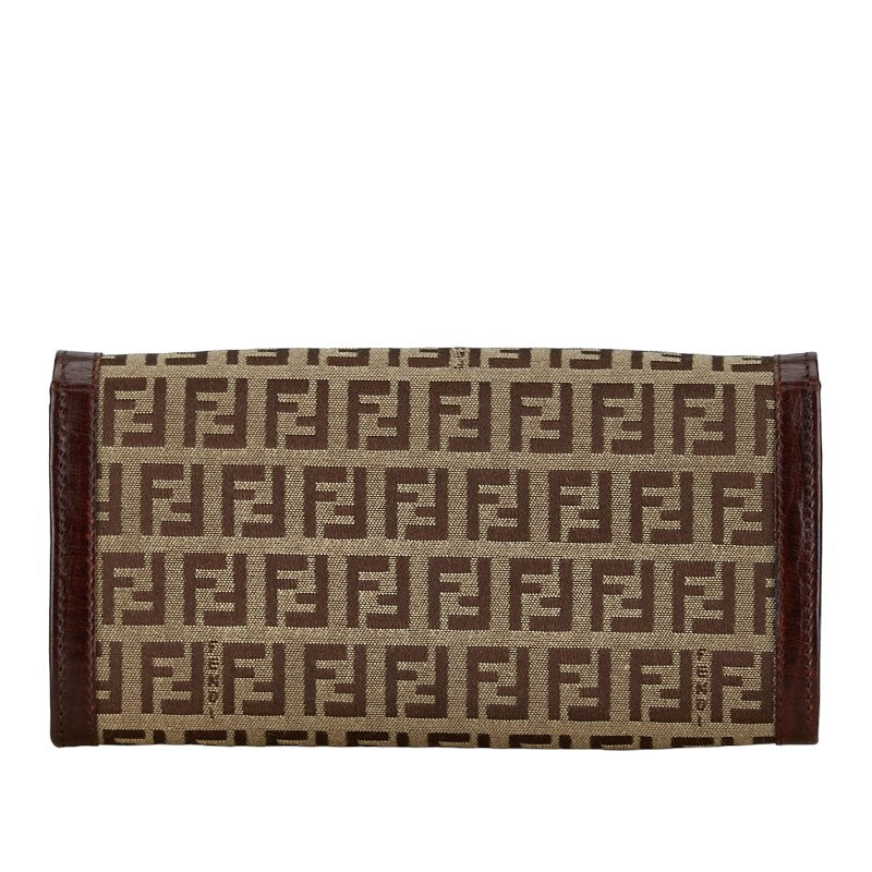 Fendi Zucca Canvas Long Wallet 8M0021 Brown in Very Good Condition