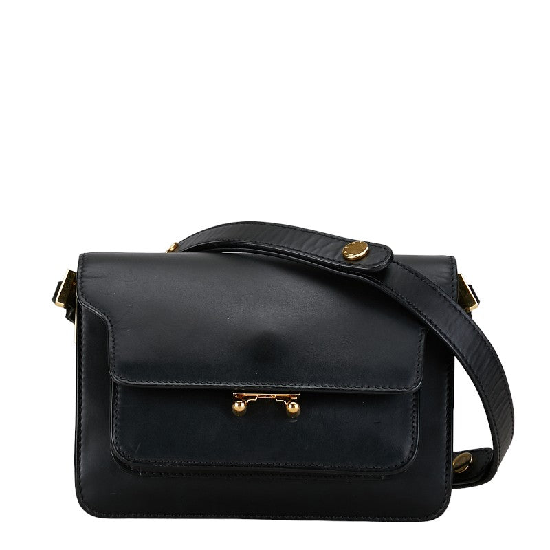 Marni Leather Trunk Crossbody Bag Black Gold in Good Condition