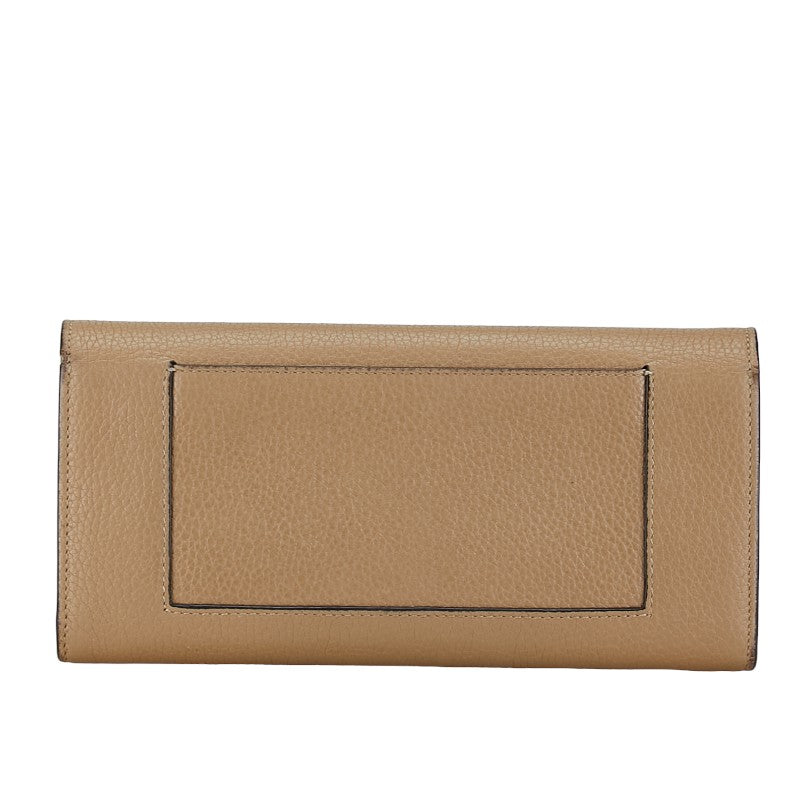 Celine Large Flap Leather Wallet Beige in Good Condition