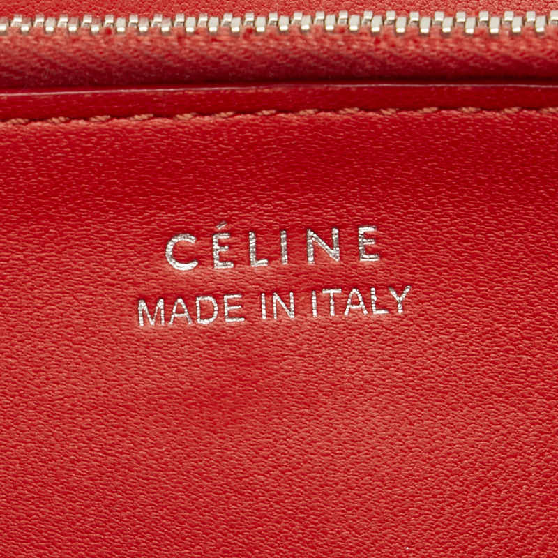 Celine Large Flap Leather Wallet Beige in Good Condition