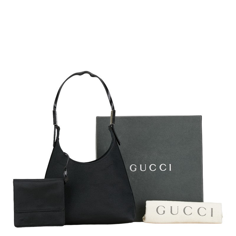 Gucci Mini Nylon Leather Handbag Black in Very Good Condition