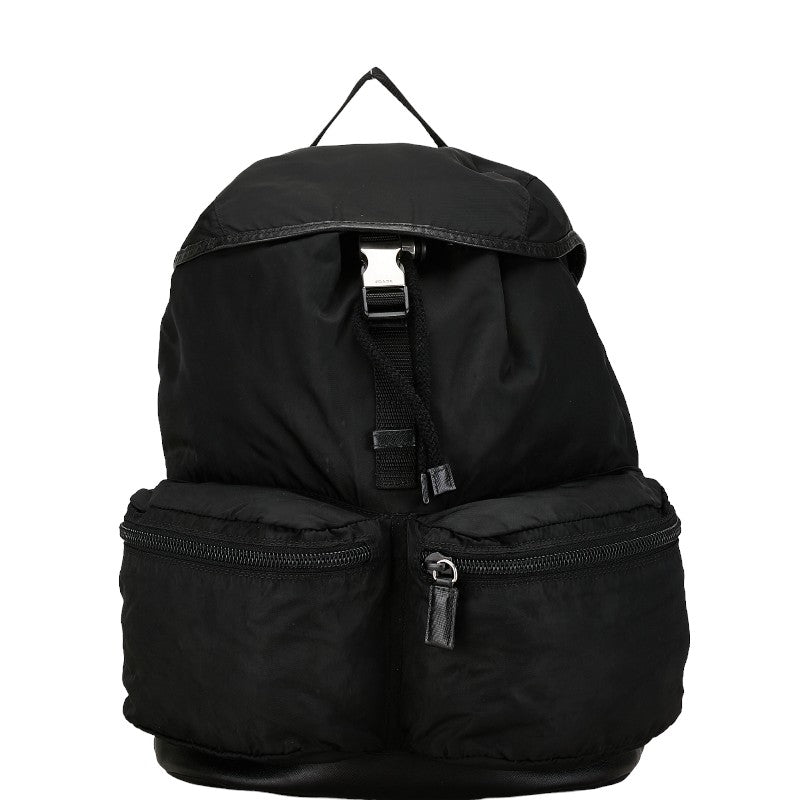 Prada Nylon Triangle Logo Backpack Black