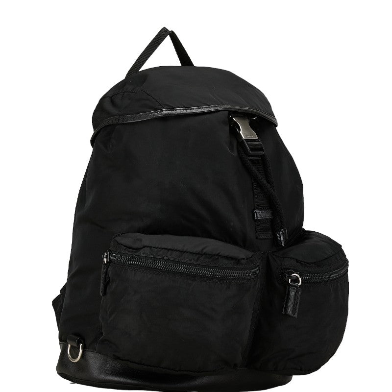 Prada Nylon Triangle Logo Backpack Black