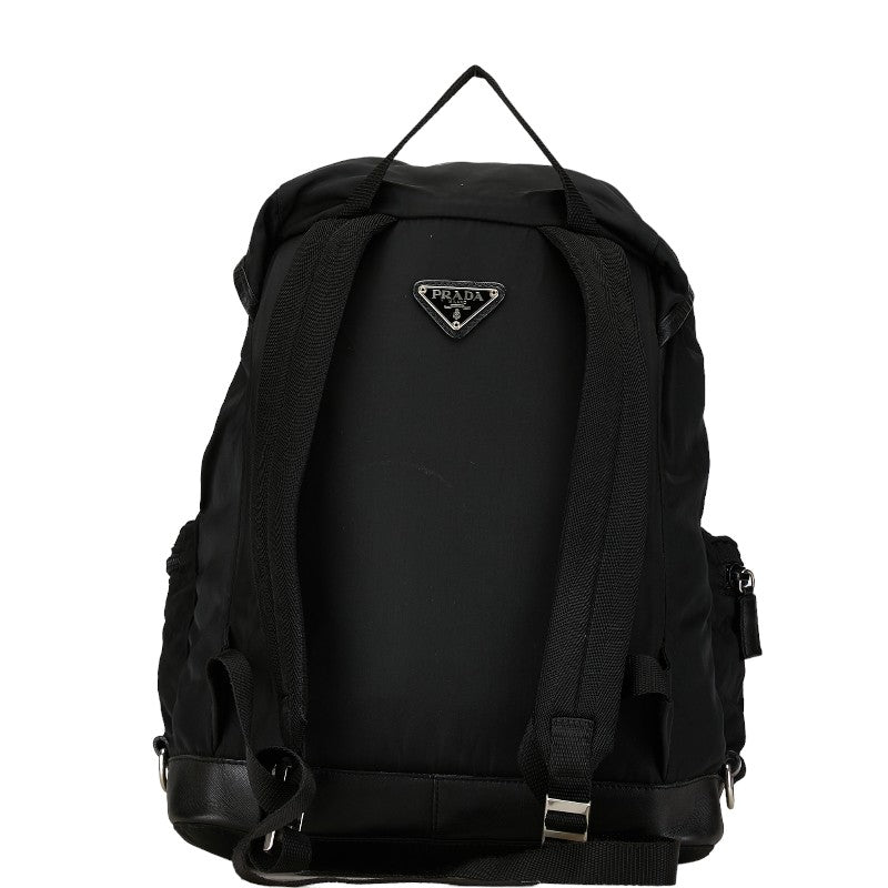 Prada Nylon Triangle Logo Backpack Black