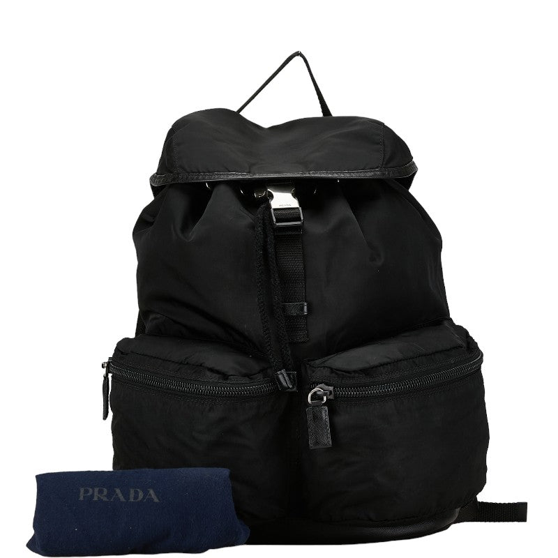 Prada Nylon Triangle Logo Backpack Black