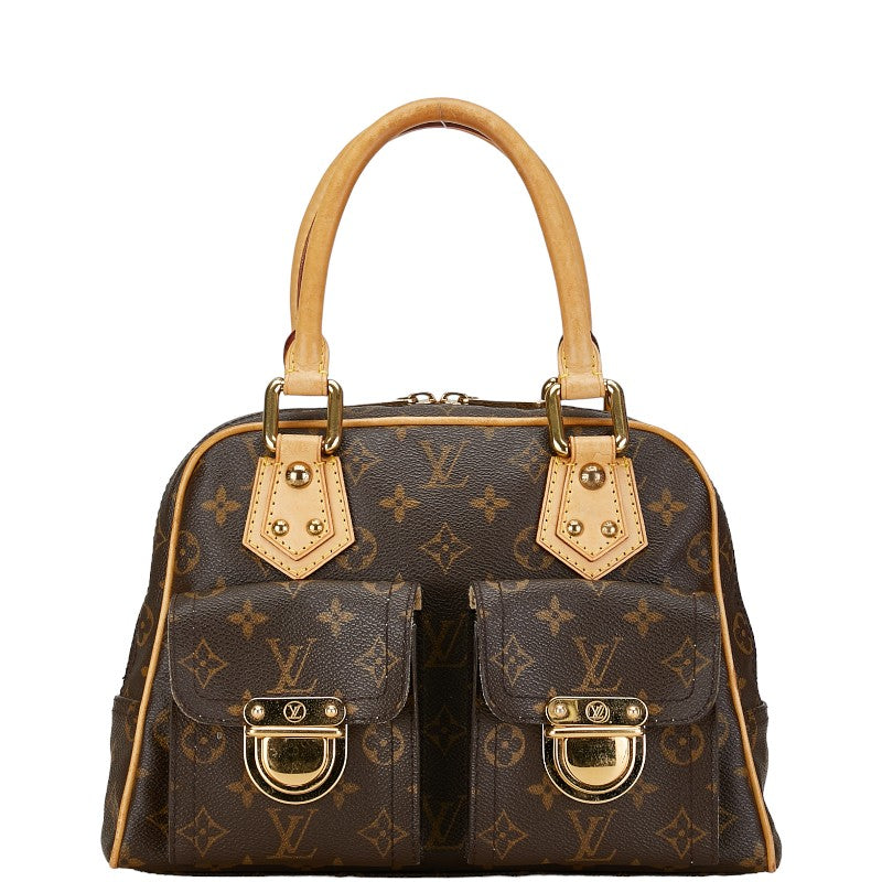 Louis Vuitton Monogram Manhattan PM Handbag M40026 Brown PVC Leather