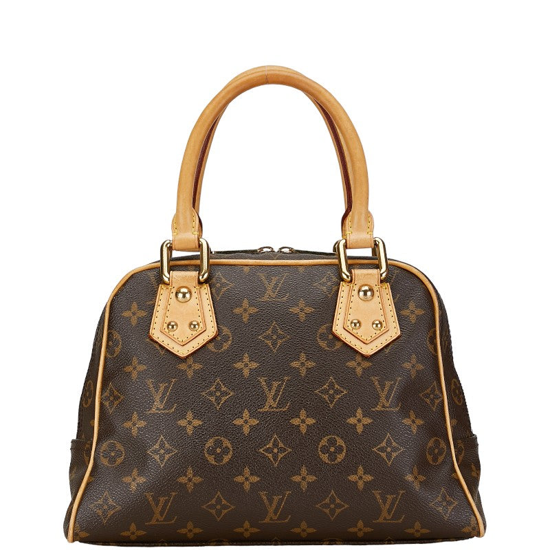 Louis Vuitton Monogram Manhattan PM Handbag M40026 Brown PVC Leather