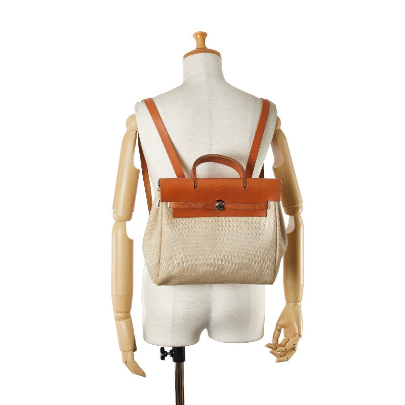 Hermes Toile Ash Herbag Ad PM Backpack Beige in Good Condition