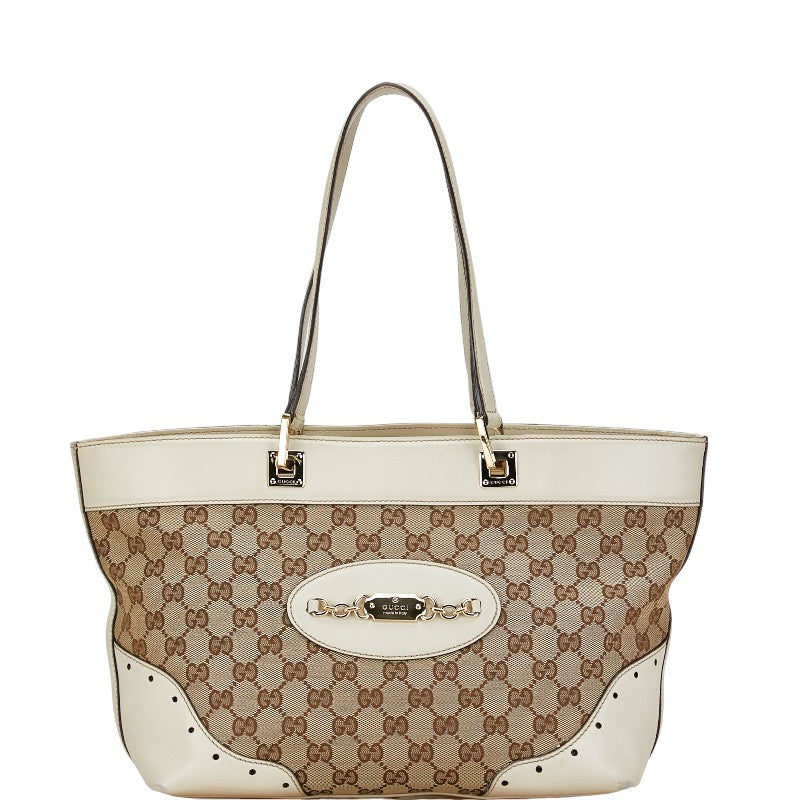 Gucci GG Canvas Leather Tote Handbag 145993