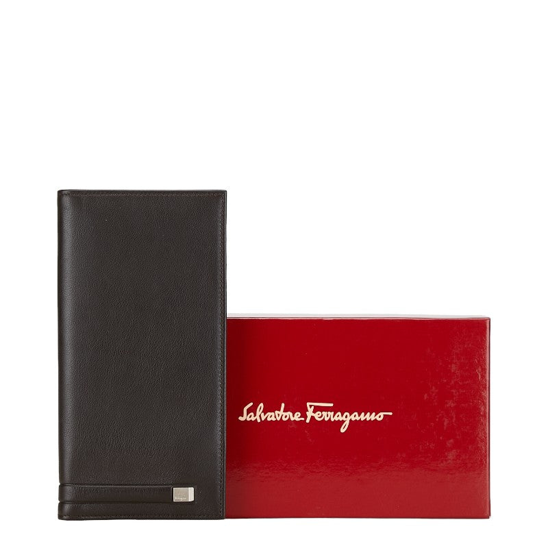 Salvatore Ferragamo Brown Leather Long Wallet