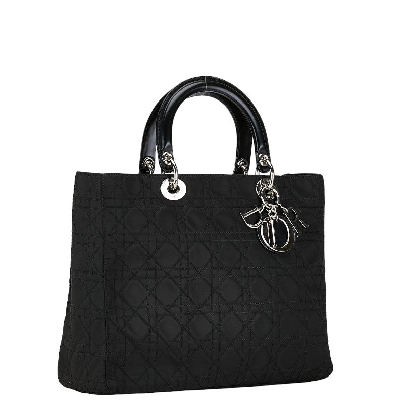 Dior Cannage Lady Dior Cotton Leather Handbag