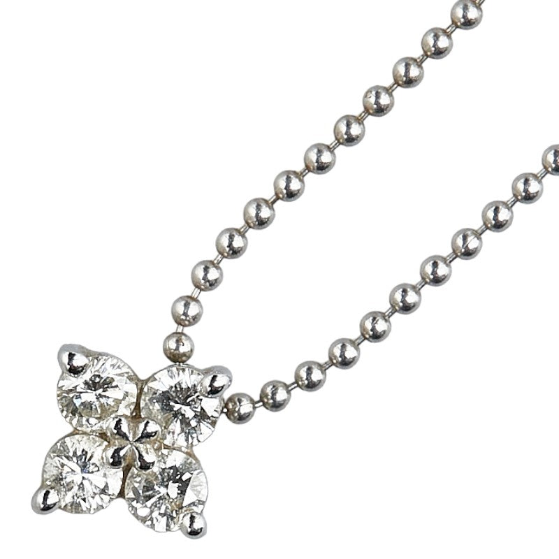 Tasaki K14WG White Gold Flower Motif Necklace