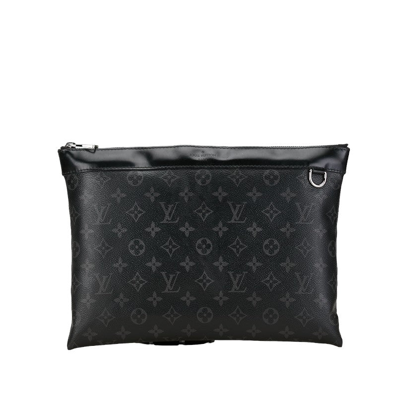 Louis Vuitton Monogram Eclipse Pochette Discovery Clutch Bag M62291 Black PVC Leather in Very Good Condition