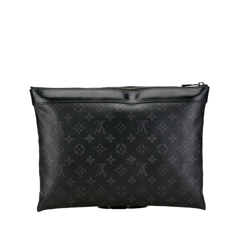 Louis Vuitton Monogram Eclipse Pochette Discovery Clutch Bag M62291 Black PVC Leather