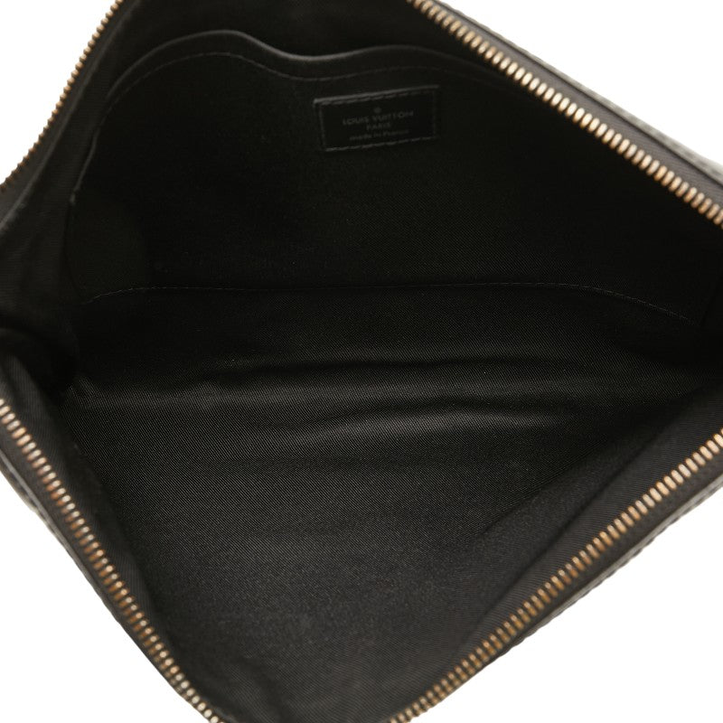 Louis Vuitton Monogram Eclipse Pochette Discovery Clutch Bag M62291 Black PVC Leather