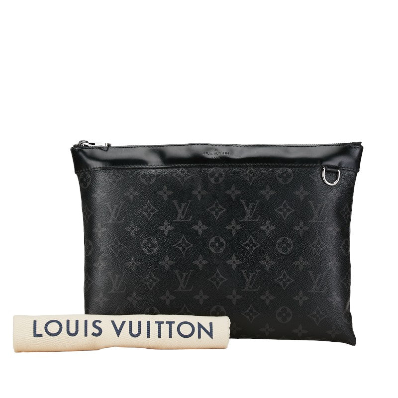 Louis Vuitton Monogram Eclipse Pochette Discovery Clutch Bag M62291 Black PVC Leather