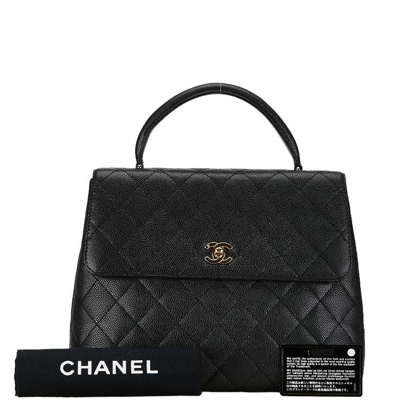 Chanel Caviar Skin Matelasse Coco Mark Top Handle Bag