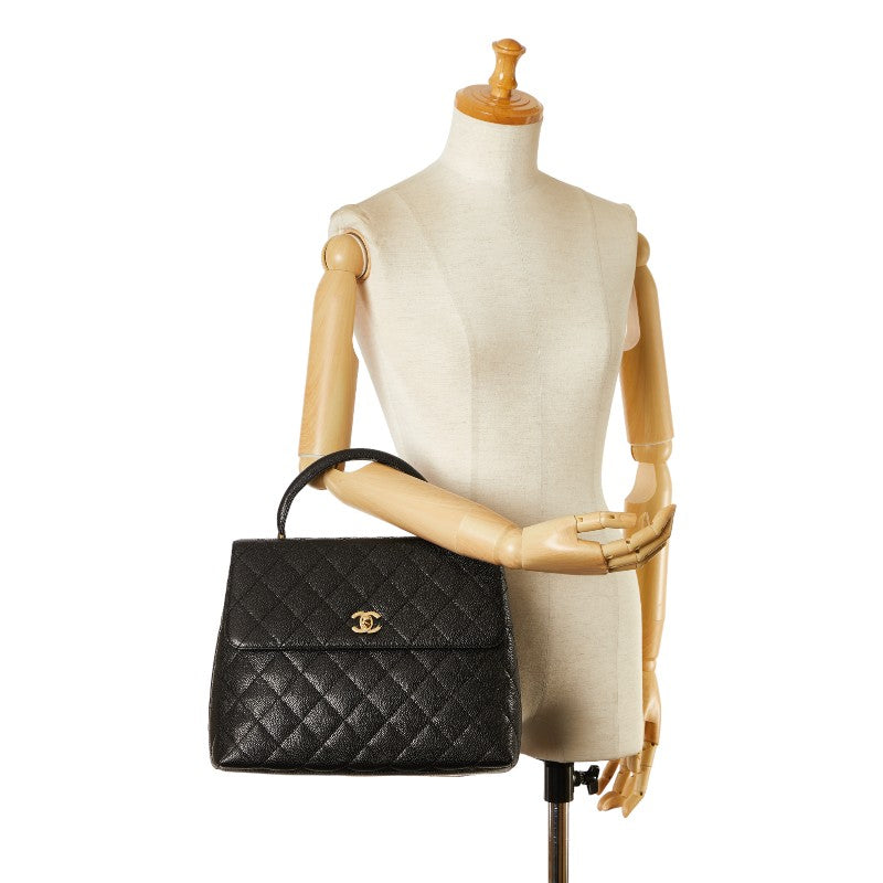 Chanel Caviar Skin Matelasse Coco Mark Top Handle Bag