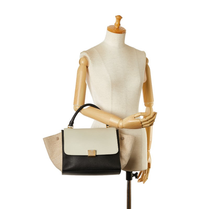 Celine Trapeze Small Leather Canvas Handbag