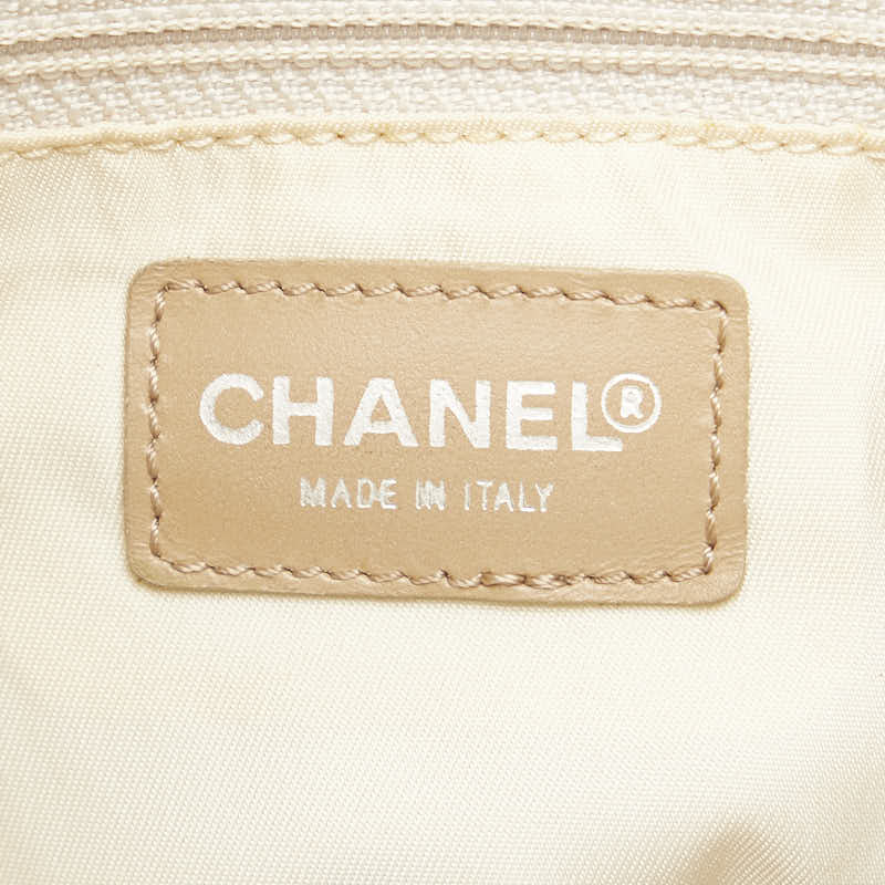 Chanel New Travel Line GM Tote Bag Canvas Leather Beige