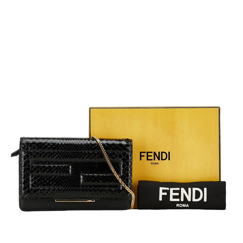 Fendi Python Embossed Leather Chain Wallet Shoulder Bag 8M0346 in Great Condition