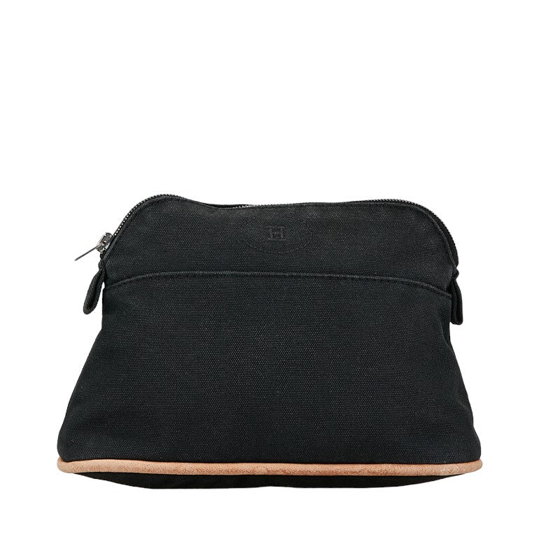 Hermes Bolide Pouch Canvas Leather Black in Very Good Condition