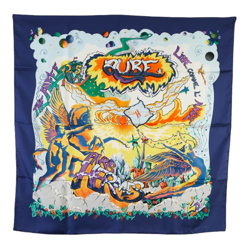 Hermes Silk Scarf Carré 90 THE ALFEE AUBE LIBRE COMME L'ANGE in Great Condition