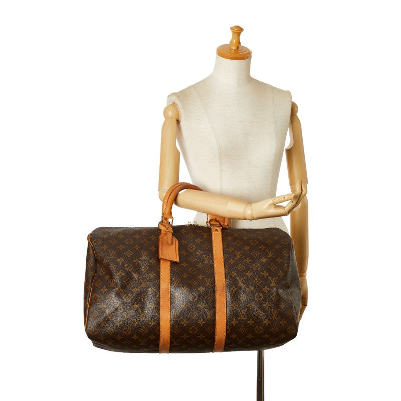 Louis Vuitton Monogram Keepall 50 Boston Bag M41426 Brown PVC Leather in Very Good Condition