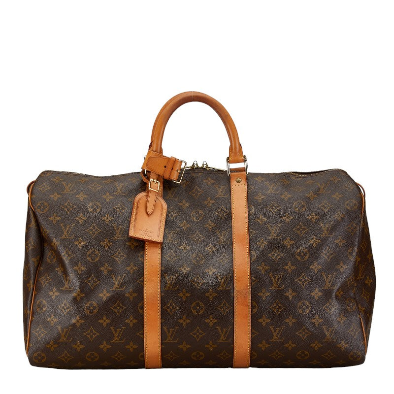 Louis Vuitton Monogram Keepall 50 Boston Bag M41426 Brown PVC Leather in Very Good Condition