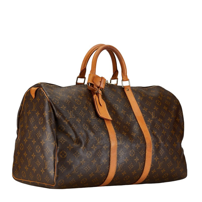 Louis Vuitton Monogram Keepall 50 Boston Bag M41426 Brown PVC Leather in Very Good Condition