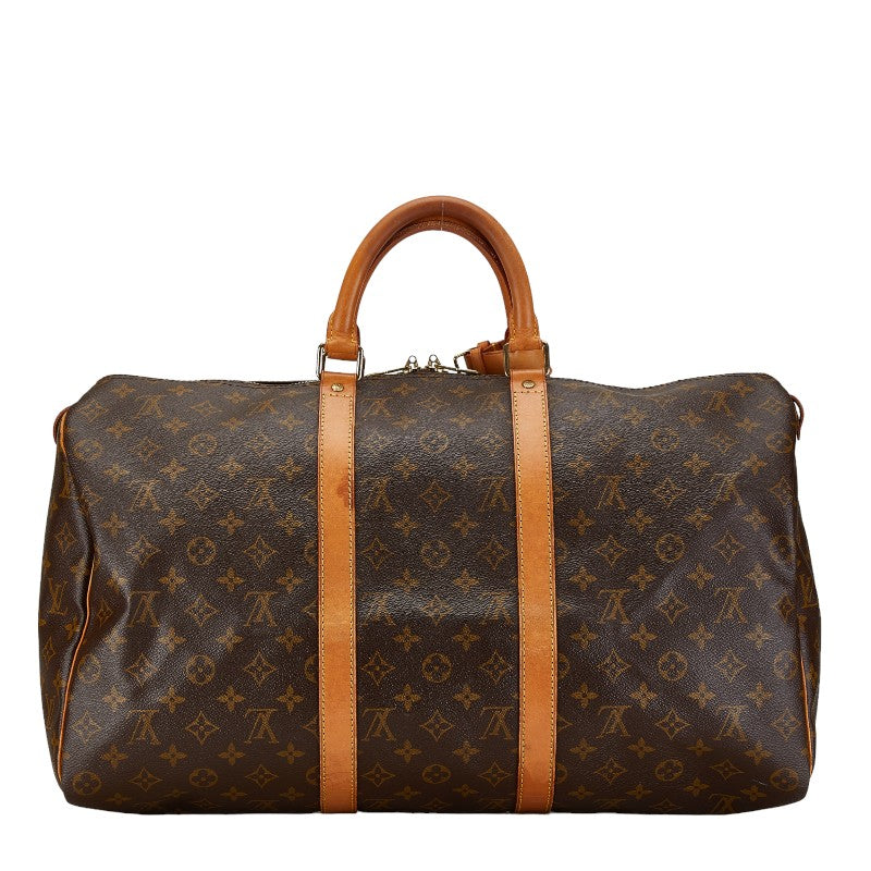 Louis Vuitton Monogram Keepall 50 Boston Bag M41426 Brown PVC Leather in Very Good Condition