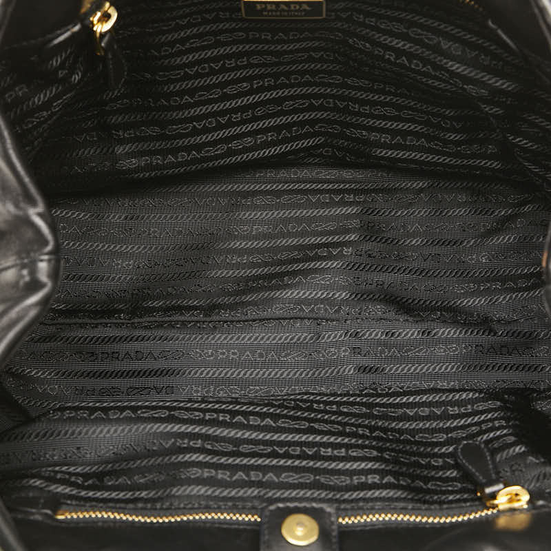 Prada Leather Ribbon Handbag BN1601 Black