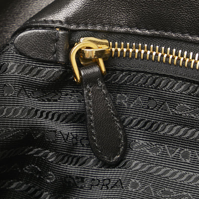 Prada Leather Ribbon Handbag BN1601 Black