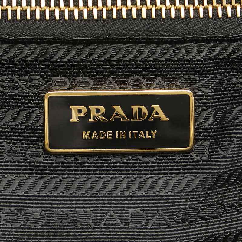 Prada Leather Ribbon Handbag BN1601 Black